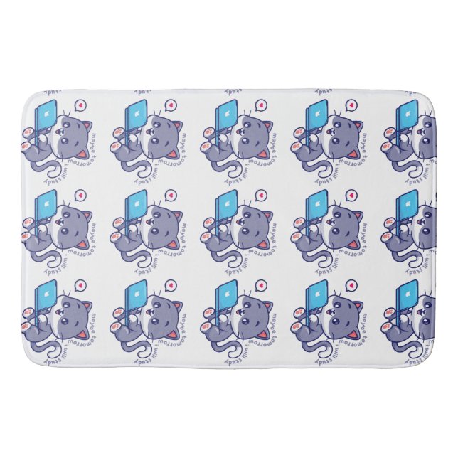 Tapete De Banheiro estudante preguiçoso giro - talvez amanhã eu estud (Frente)