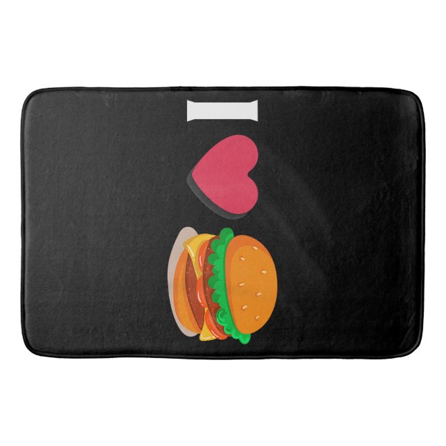 Tapete De Banheiro Eu Amo Hambúrguer Cheeseburger Alimentação Não Sau (Frente)