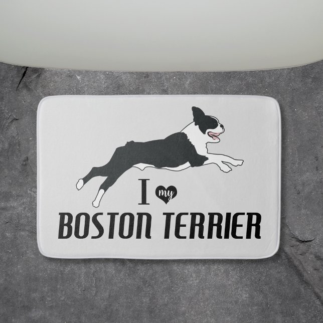 Tapete De Banheiro Eu Amo Meu Cachorro De Boston Terrier (I love my Boston Terrier Bosties Bathmat)