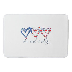 Tapete De Banheiro EUA Flag Patriotic Hearts 4 de julho Sweet Land o