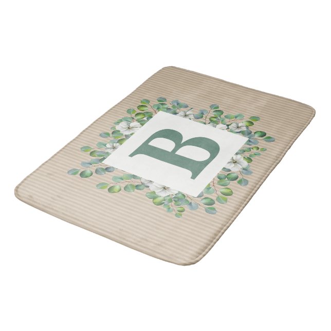Tapete De Banheiro Eucalipto Monograma Bath Mat (Angulado)