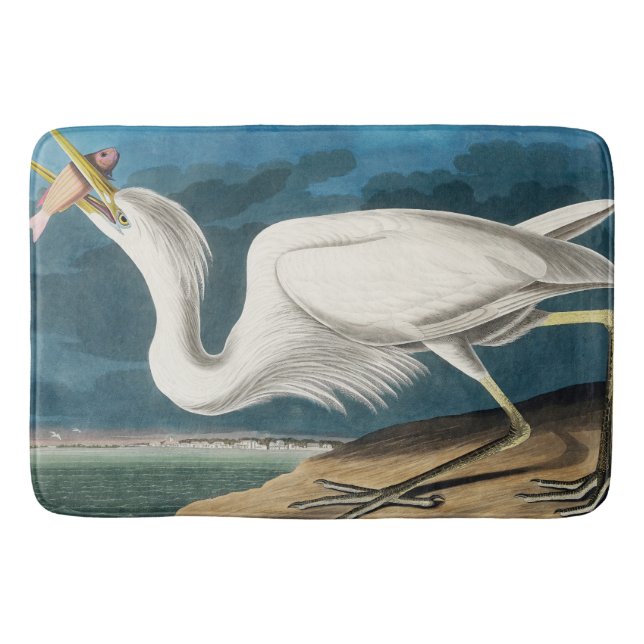 Tapete De Banheiro Excelente White Heron, 1835, The Birds of America (Frente)