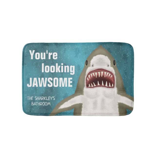 Tapete De Banheiro Excelente White Shark Funny Jawsome Pun Personaliz (frente)