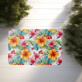 Tapete De Banheiro Exotic Watercolor Hawaiian Floral