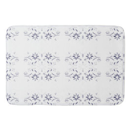 Tapete De Banheiro Faded Blue and White Floral Pattern