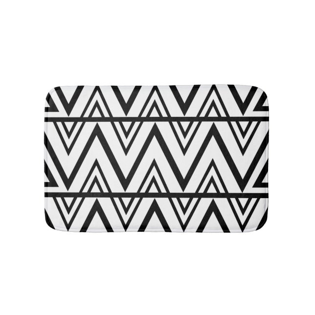 Tapete De Banheiro Faixa Chevron Black and White Chevron Stripe (frente)