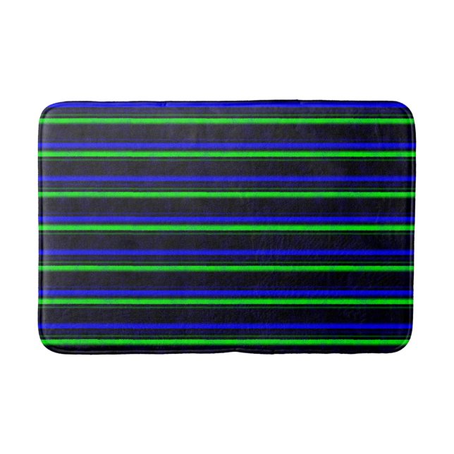 Tapete De Banheiro Faixa Verde Azul Preta (Frente)