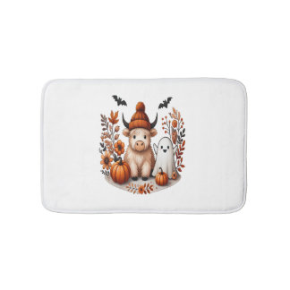 Tapete De Banheiro Fall Highland Cow Ghost , outono
