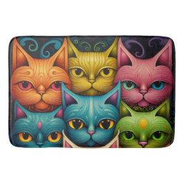 Tapete De Banheiro Família Artsy Cat
