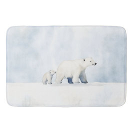 Tapete De Banheiro Família de ursos polares do Ártico