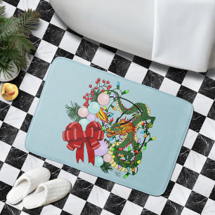 Tapete De Banheiro Fantasia de Dragão Chinês no Natal Coroa de Natal