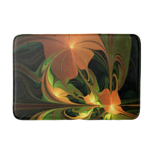Tapete De Banheiro Fantasia Planta Abstrata Verde Ferrugem Marrom Fra