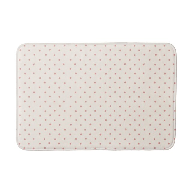 Tapete De Banheiro Fantasioso Pontos Rosa Creme (Frente)