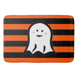 Tapete De Banheiro Fantasma de Halloween em Listras Pretas e Laranjas