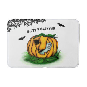 Tapete De Banheiro Fantasma do Halloween, Bat, Ghost e Spider
