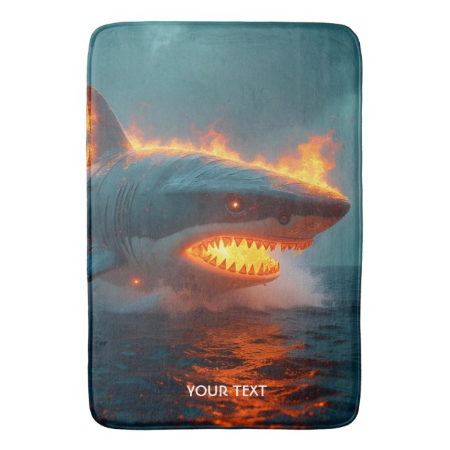 Tapete De Banheiro Fantasy Cute Fire Shark Sea (Frente Vertical)