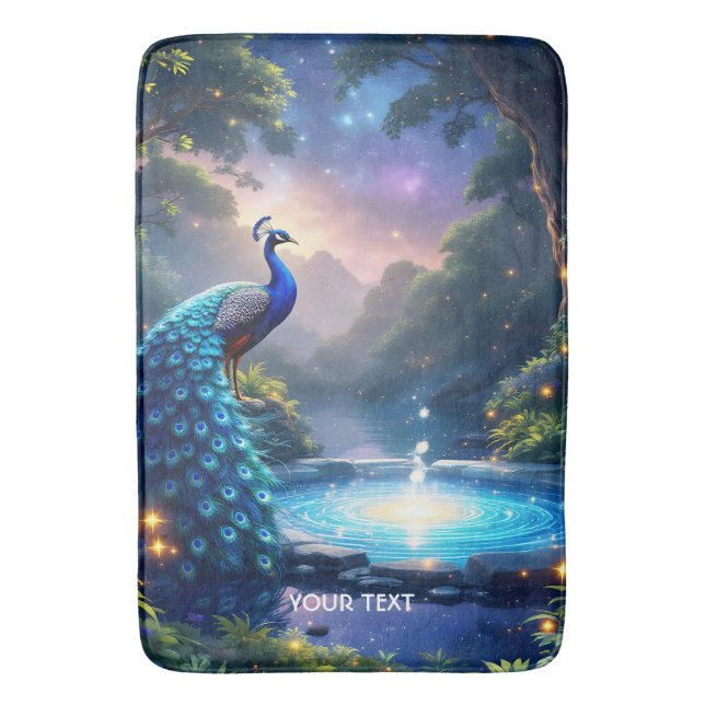 Tapete De Banheiro Fantasy Cute Night Puddle Peacock (Frente Vertical)