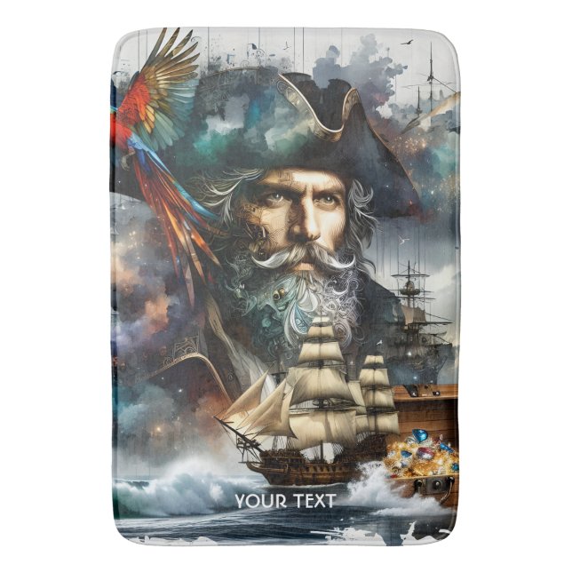 Tapete De Banheiro Fantasy Cute Pirate Sea Navio (Frente Vertical)