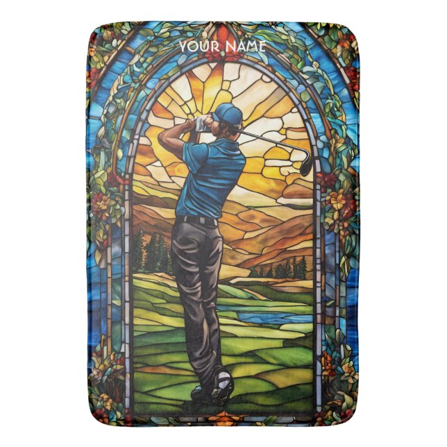 Tapete De Banheiro Fantasy Cute StainGlass Golf (Frente Vertical)