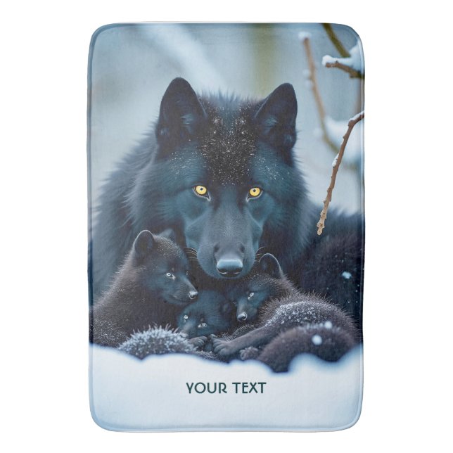 Tapete De Banheiro Fantasy Cute Wolf Two Pups (Frente Vertical)