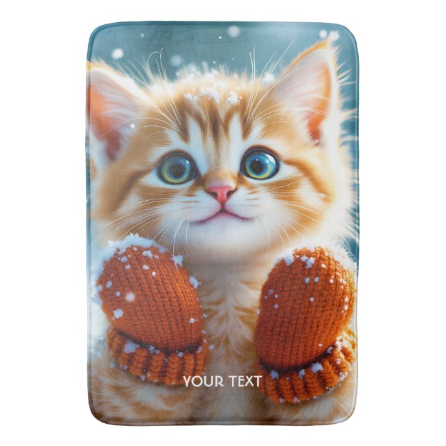 Tapete De Banheiro Fantasy Kitten Mittens Snow (Frente Vertical)