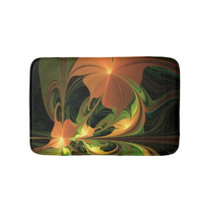 Tapete De Banheiro Fantasy Plant Abstrato Green Rust Brown Fractal