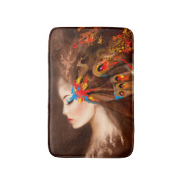 Tapete De Banheiro Fantasy Retrato mulher borboleta Bath Mat