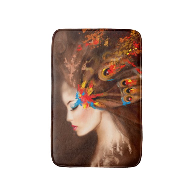 Tapete De Banheiro Fantasy Retrato mulher borboleta Bath Mat (Frente Vertical)
