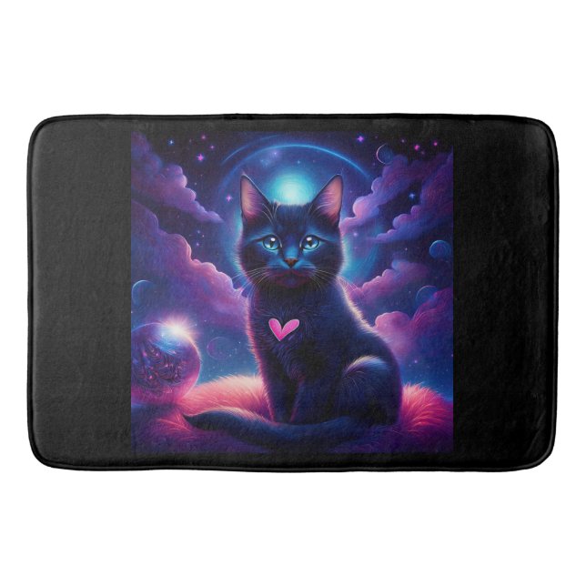 Tapete De Banheiro Fantasy Scene Black Kitten Beautiful Blue Eyes (Frente)