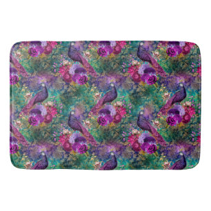 Tapete De Banheiro Farinha de Peacock Rosa Púrpura