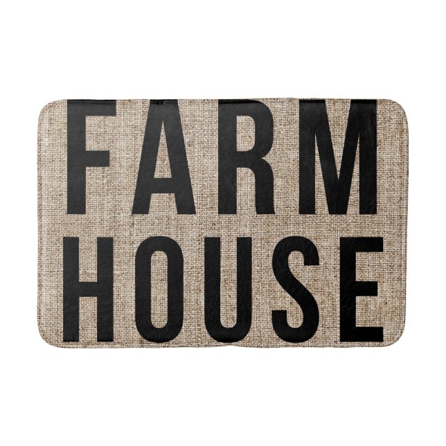 Tapete De Banheiro FARMHOUSE Black Lettering Rustic Burlap Sactering (Frente)