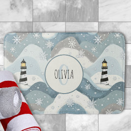 Tapete De Banheiro Farol com Ondas Icy Monograma Náutico de inverno