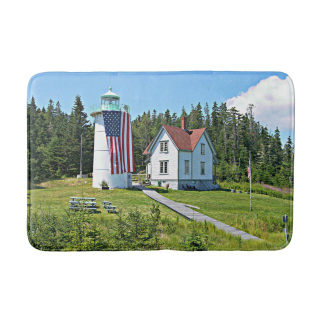 Tapete De Banheiro Farol de Pequeno Rio, Cutler Maine Bath Mat (Frente)