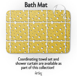 Tapete De Banheiro Fatias de Queijo Suíço Amarelo-Cinto-Branco