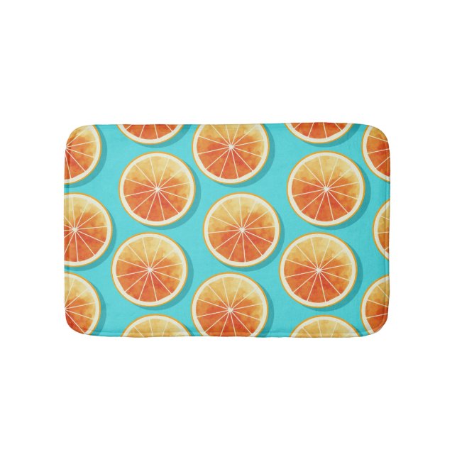 Tapete De Banheiro Fatias Laranja no Azul (frente)