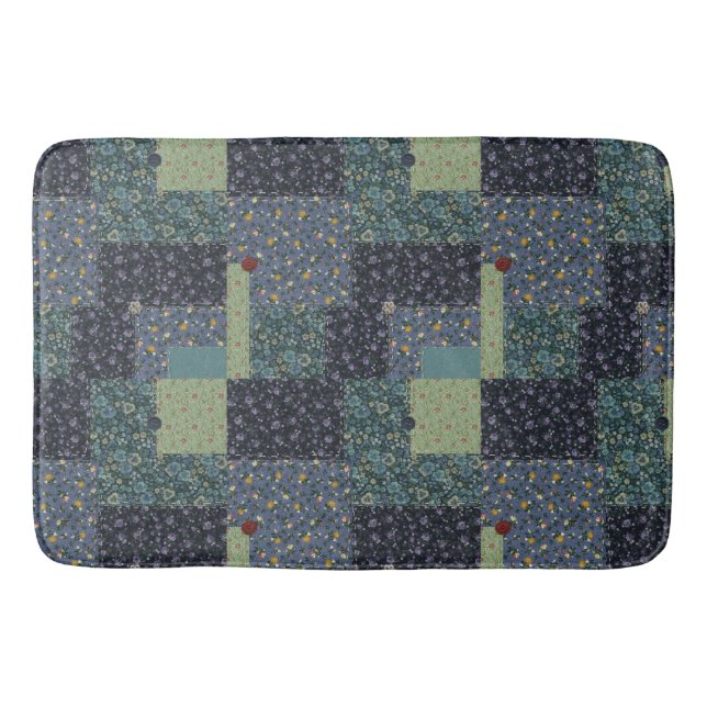 Tapete De Banheiro Faux Country Patchwork Quilt Bath Mat (Frente)