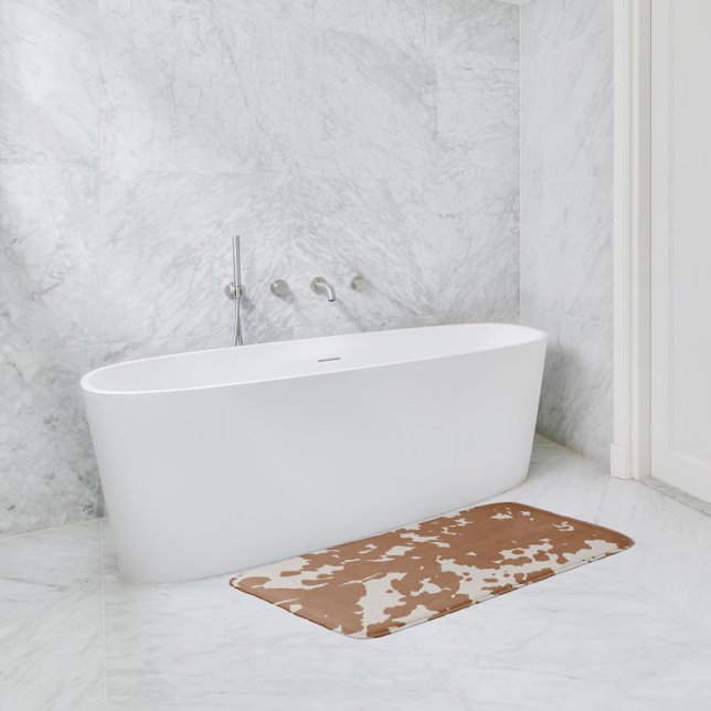 Tapete De Banheiro Faux Cowhide Brown Spots Country Western (Criador carregado)