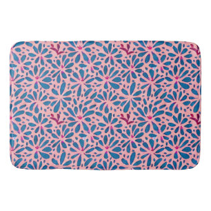 Tapete De Banheiro Faux Cutout Pink Blue Folk Art Inspirado