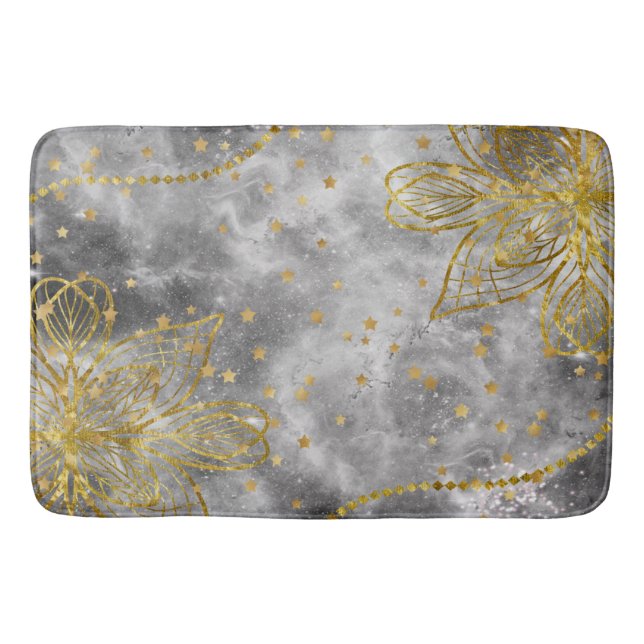 Tapete De Banheiro Faux Dourado Star Mandala Bath Mat Large (Frente)