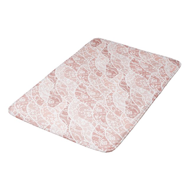 Tapete De Banheiro Faux White Lace Fishnet Mat (Angulado)