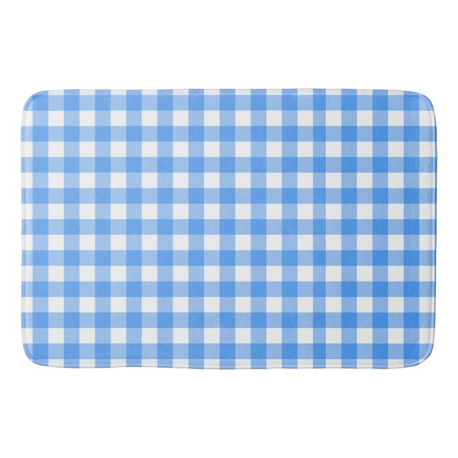 Tapete De Banheiro Faye e Lauren Blue Xadrez Bath Mat (Frente)