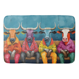 Tapete De Banheiro Fazenda de Ox Roxo Azul Vestida