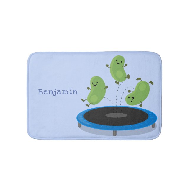 Tapete De Banheiro Feijão verde-grão-branco em cartoon trampoline (frente)