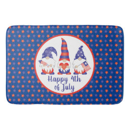Tapete De Banheiro Feliz 4 de julho Gnomos Vermelho Azul