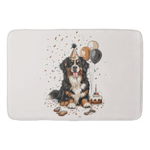 Tapete De Banheiro Feliz Aniversário do Cão da Montanha Bernês
