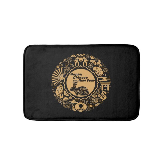 Tapete De Banheiro Feliz Ano Novo Chinês do Coelho (frente)