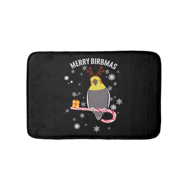 Tapete De Banheiro Feliz Birbmas Funny Cockatiel Bird Holiday para o  (frente)