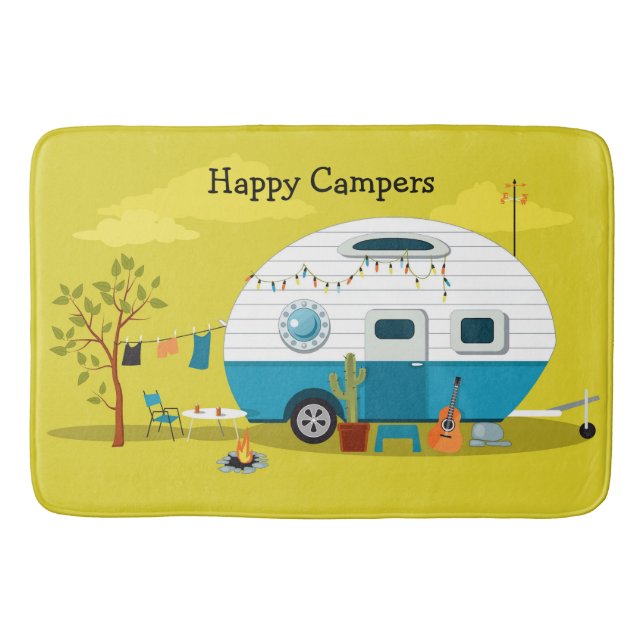 Tapete De Banheiro Feliz Camper Trailer (Frente)