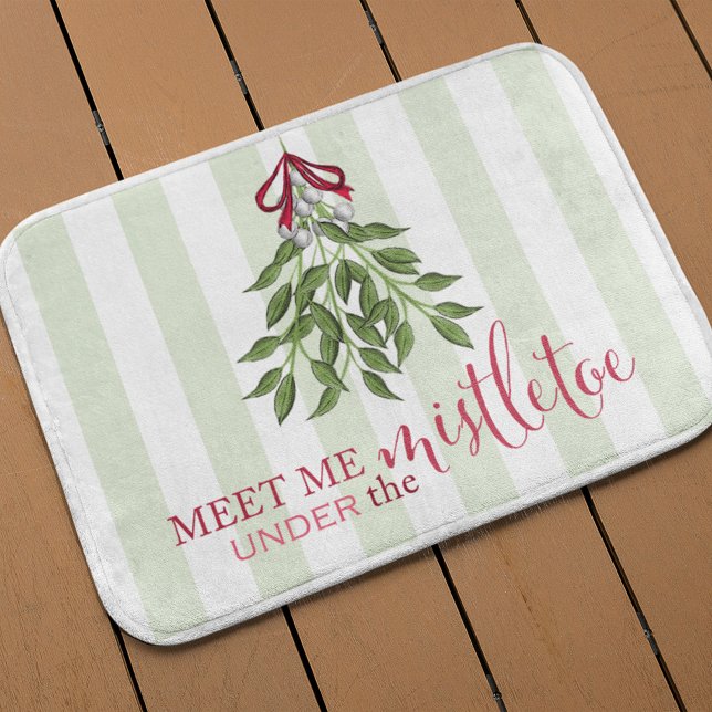 Tapete De Banheiro Feliz de Natal Mistletoz Brincadeira (Christmas holiday mistletoe holiday bath mat)