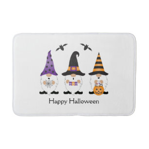 Tapete De Banheiro Feliz Dia das Bruxas Gnomos Roxo Laranja